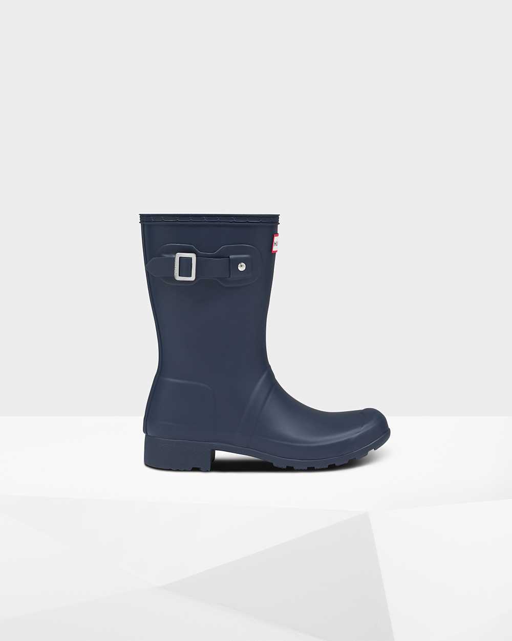 Womens Hunter Original Tour Foldable Short Mid-Calf Rain Boots Navy | OEYTDQ-761